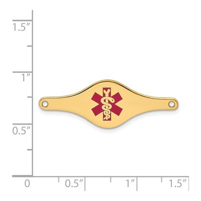 14K Yellow Gold Red Enamel Medical ID Plate Bracelet – view 3