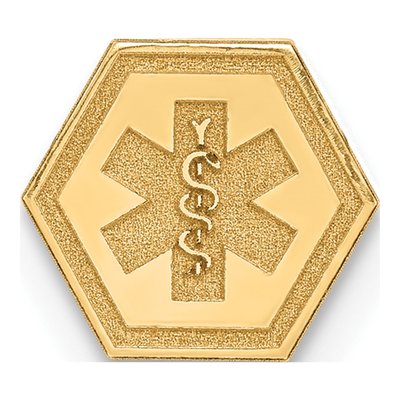 14K Yellow Gold Hexagon Medical Alert Emblem Pendant
