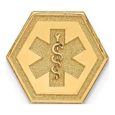 14K Yellow Gold Hexagon Medical Emblem Attachment Pendant