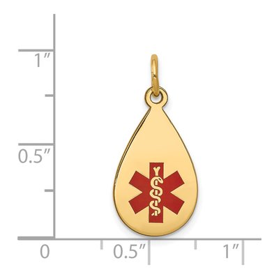 14K Yellow Gold Red Enamel Medical ID Pendant – view 2