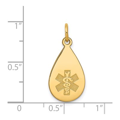 14K Yellow Gold Medical ID Teardrop Pendant – view 3