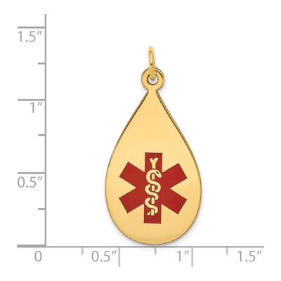 14K Yellow Gold Red Enamel Medical Alert Pendant – view 2