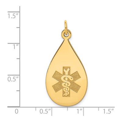 14K Yellow Gold Teardrop Medical Alert Pendant – view 3