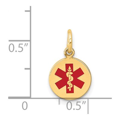 14K Yellow Gold Red Enamel Medical ID Pendant – view 3