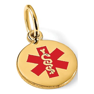 14K Yellow Gold Red Enamel Medical ID Pendant – view 4