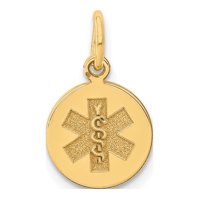 14K Yellow Gold Medical Alert Pendant