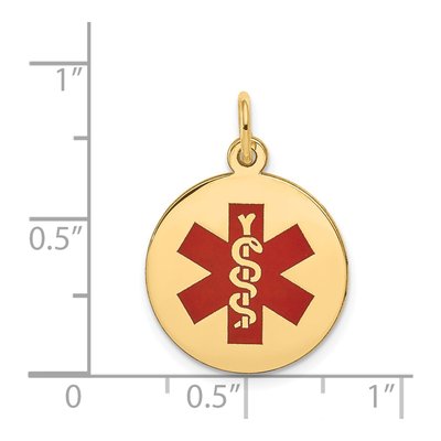 14K Yellow Gold Red Enamel Medical ID Pendant – view 2