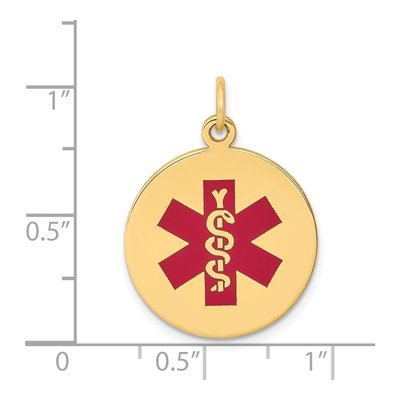 14K Yellow Gold Red Enamel Medical Alert Pendant – view 4