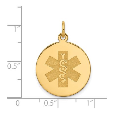 14K Yellow Gold Round Medical Alert Pendant – view 4