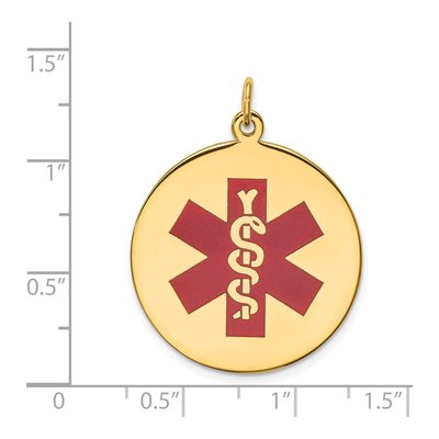 14K Yellow Gold Round Medical Alert Pendant – view 4