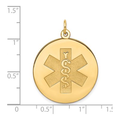 14K Yellow Gold Round Medical Alert Pendant – view 4