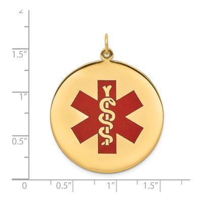 14K Yellow Gold Red Enamel Medical Alert Pendant – view 4