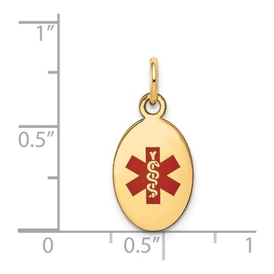 14K Yellow Gold Red Enamel Medical ID Pendant – view 3