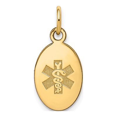 14K Yellow Gold Medical Alert Pendant