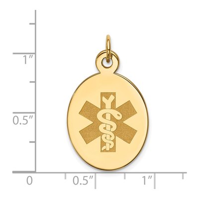 14K Yellow Gold Medical Alert Oval Pendant – view 2