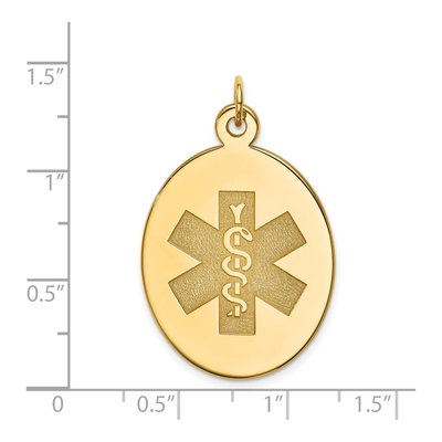 14K Yellow Gold Oval Medical Alert Pendant – view 4