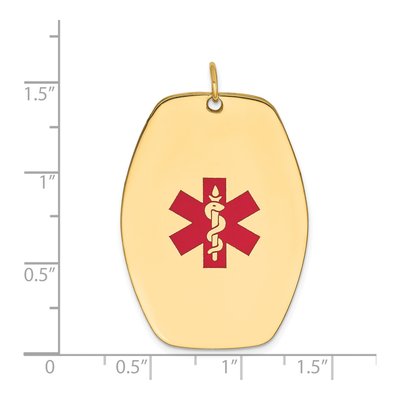 14K Yellow Gold Red Enamel Medical Alert Pendant – view 4