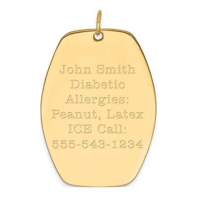 14K Yellow Gold Red Enamel Medical Alert Pendant – view 5