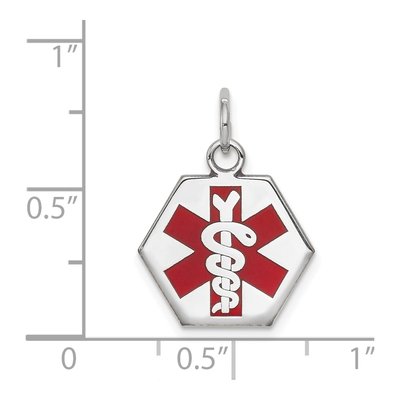 14K White Gold Medical Alert Hexagon Pendant – view 3