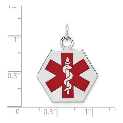 14K White Gold Hexagon Red Enamel Alert Pendant – view 3