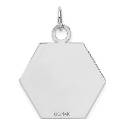 14K White Gold Hexagon Red Enamel Alert Pendant – view 4