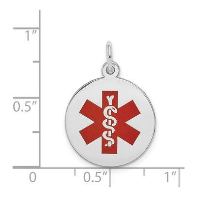 14K White Gold Red Enamel Medical ID Pendant – view 2