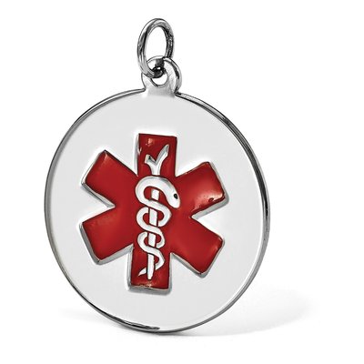 14K White Gold Red Enamel Medical ID Pendant – view 3