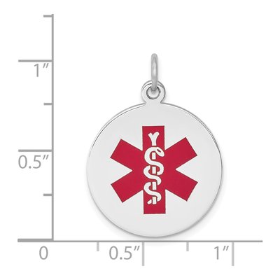 14K White Gold Red Enamel Medical Alert Pendant – view 2