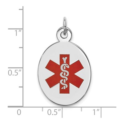 14K White Gold Red Enamel Medical ID Pendant – view 2