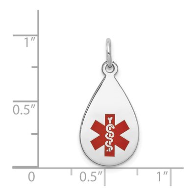 14K White Gold Red Enamel Medical ID Pendant – view 2