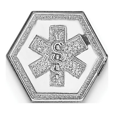 14K White Gold Hexagon Medical Emblem Attachment Pendant