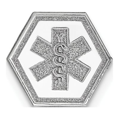 14K White Gold Hexagon Medical Emblem Attachment Pendant