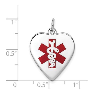 14K White Gold Red Enamel Medical ID Heart Pendant – view 3
