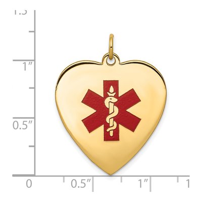 14K Yellow Gold Red Enamel Heart Medical ID Pendant – view 3