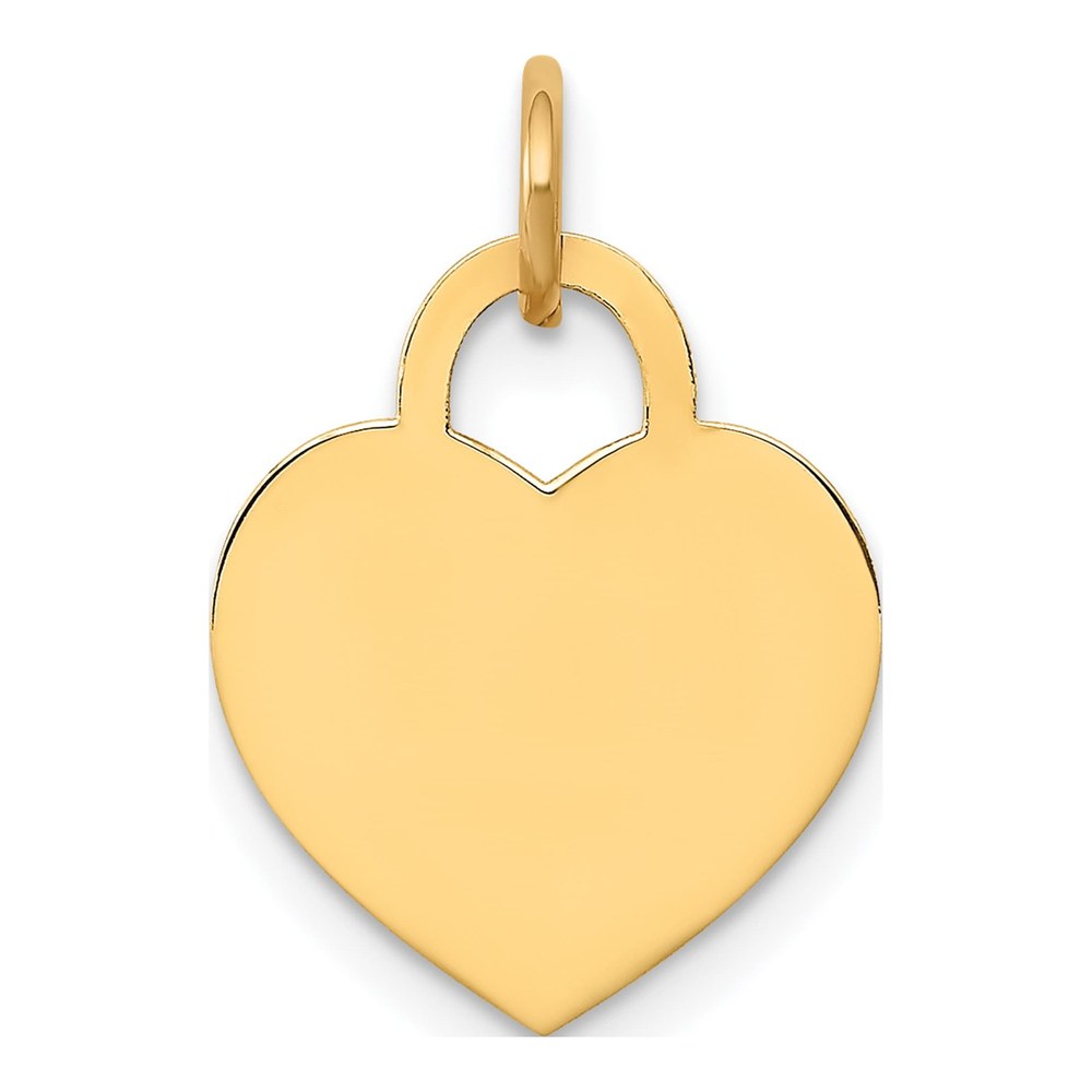 14K Plain .013 Gauge Engravable Heart 15x12mm Disc Charm Pendant