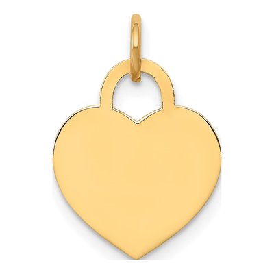 14K Yellow Gold Heart Disc Charm