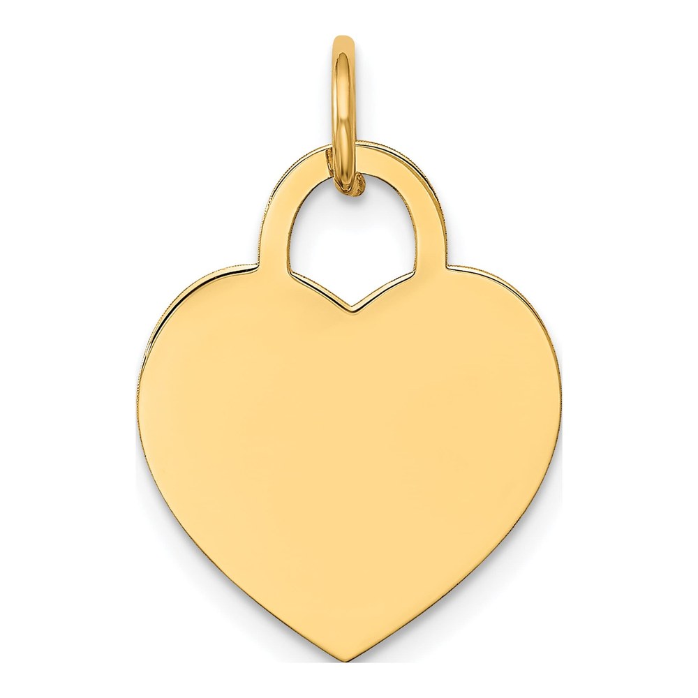 14K Plain .018 Gauge Engravable Heart 19x15mm Disc Charm Pendant