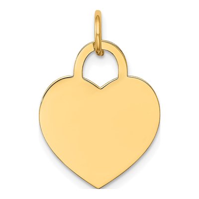 14K Yellow Gold Heart Disc Charm