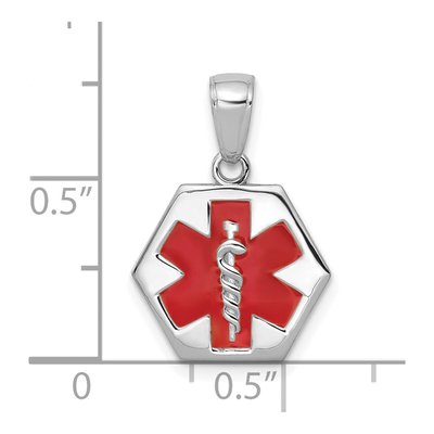 14K White Gold Red Enamel Medical ID Pendant – view 4