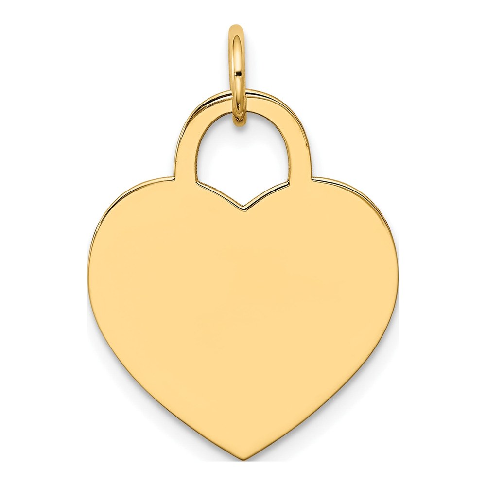 14K Plain .027 Gauge Engravable Heart 22x18mm Disc Charm Pendant