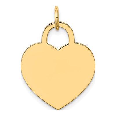 14K Yellow Gold Heart Disc Charm