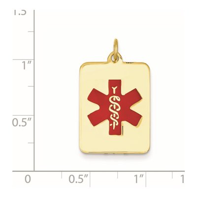 14K Yellow Gold Rectangle Medical Alert Pendant – view 4