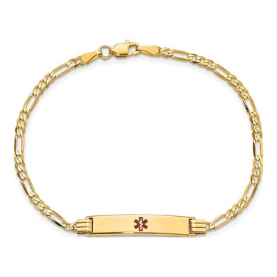 14K Yellow Gold Figaro Medical ID Bracelet – view 5