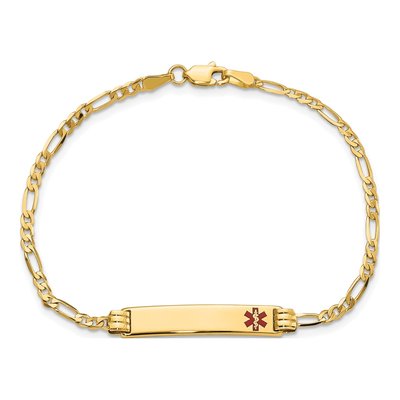14K Yellow Gold Figaro Medical ID Bracelet – view 5