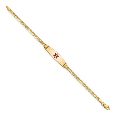 14K Yellow Gold Red Enamel Medical ID Bracelet – view 2
