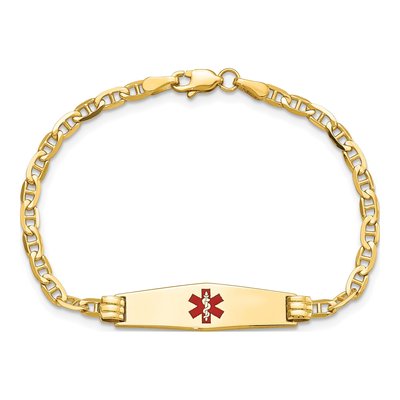 14K Yellow Gold Red Enamel Medical ID Bracelet – view 4