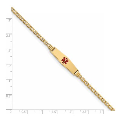 14K Yellow Gold Anchor Red Enamel ID Bracelet – view 4