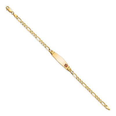 14K Yellow Gold Red Enamel Medical ID Bracelet – view 3