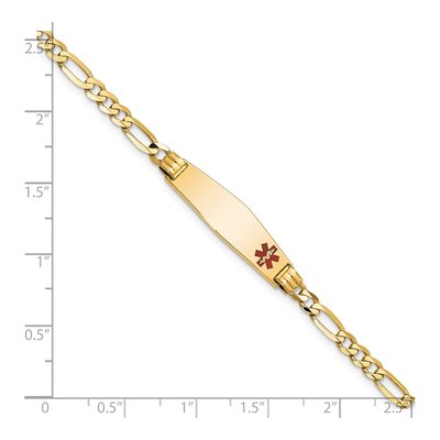 14K Yellow Gold Red Enamel Medical ID Bracelet – view 4