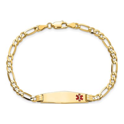 14K Yellow Gold Red Enamel Medical ID Bracelet – view 5